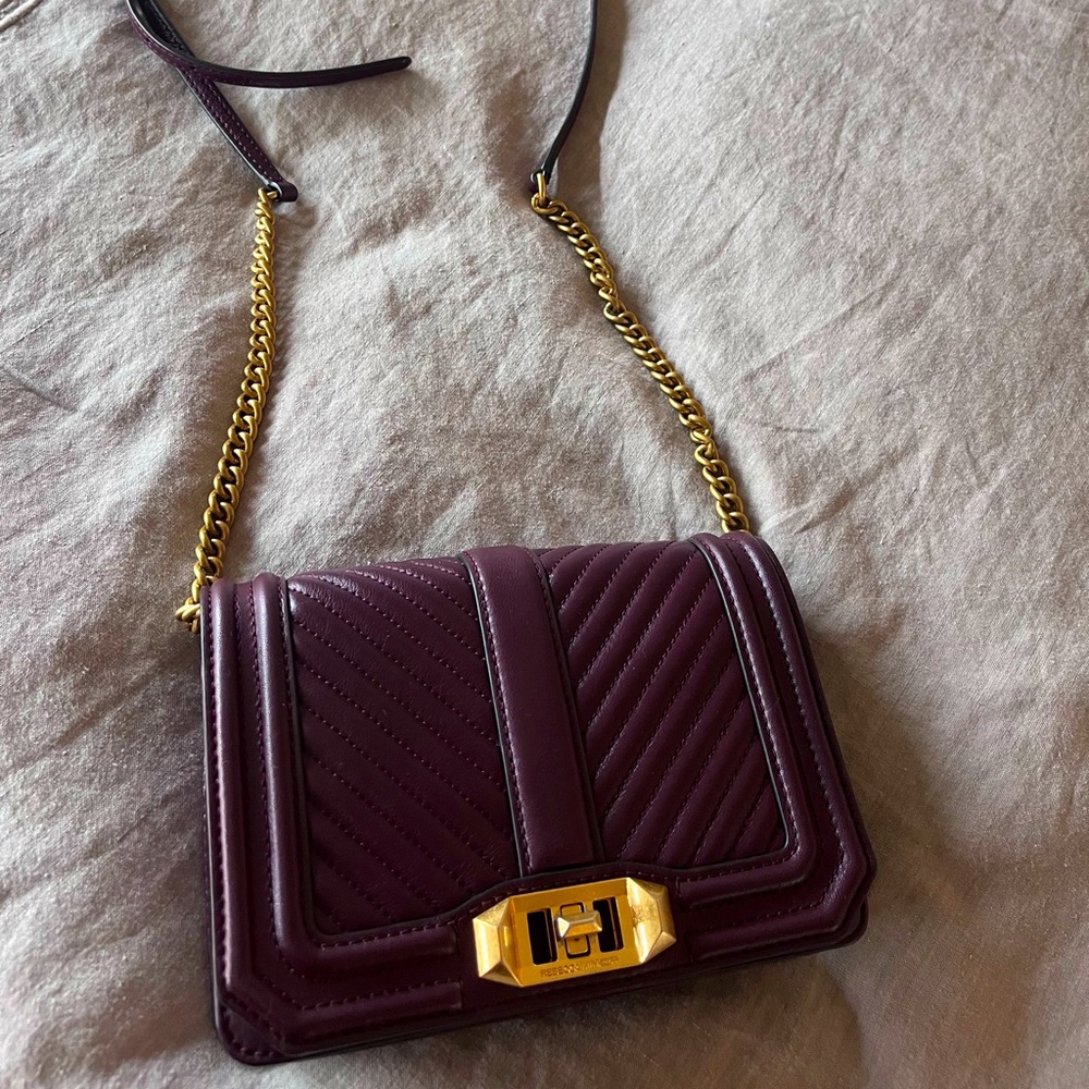Rebecca Minkoff burgundy bag with gold chain. Gently used condition.